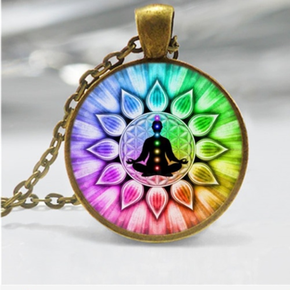 Flower of Life Chakra Photo Tibet Silver Cabochon